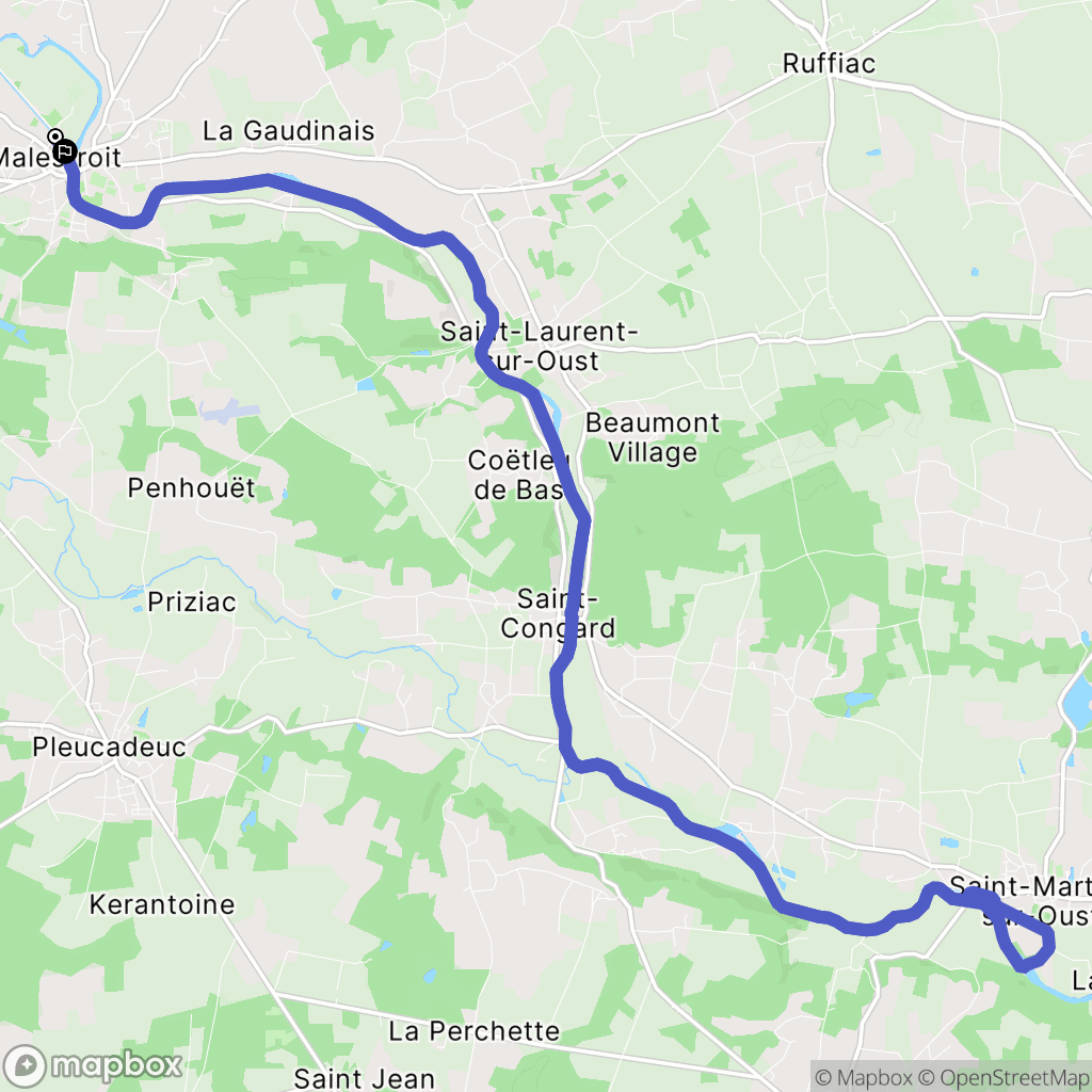 Malestroit : carte du parcours de randonnée - France
