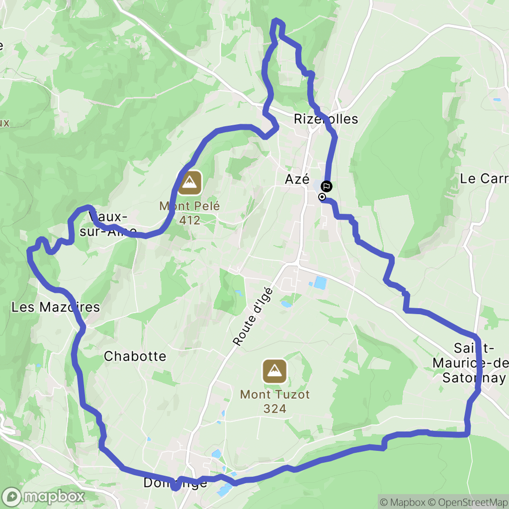 Azé : carte du parcours de randonnée - France