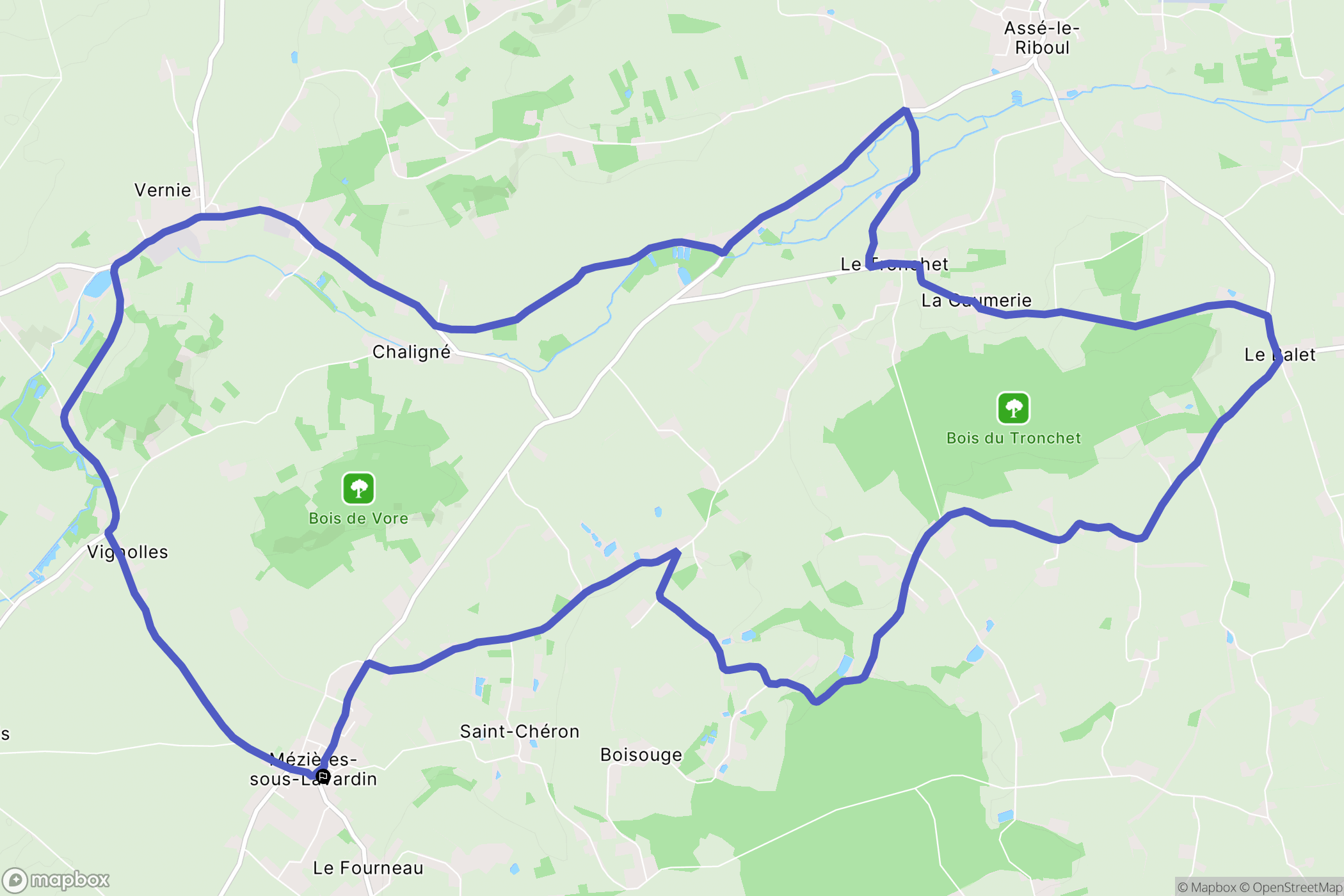 Mézières-sous-Lavardin : carte du parcours de randonnée - France