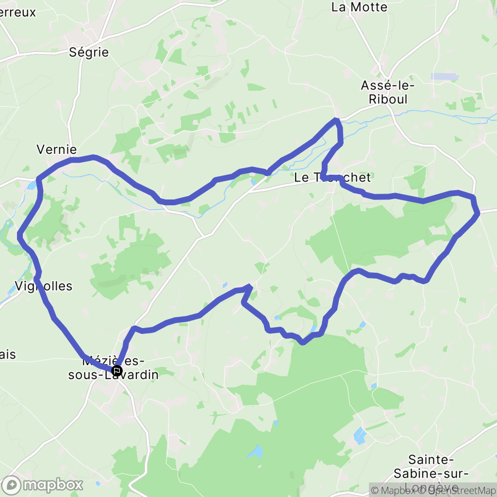 Mézières-sous-Lavardin : carte du parcours de randonnée - France