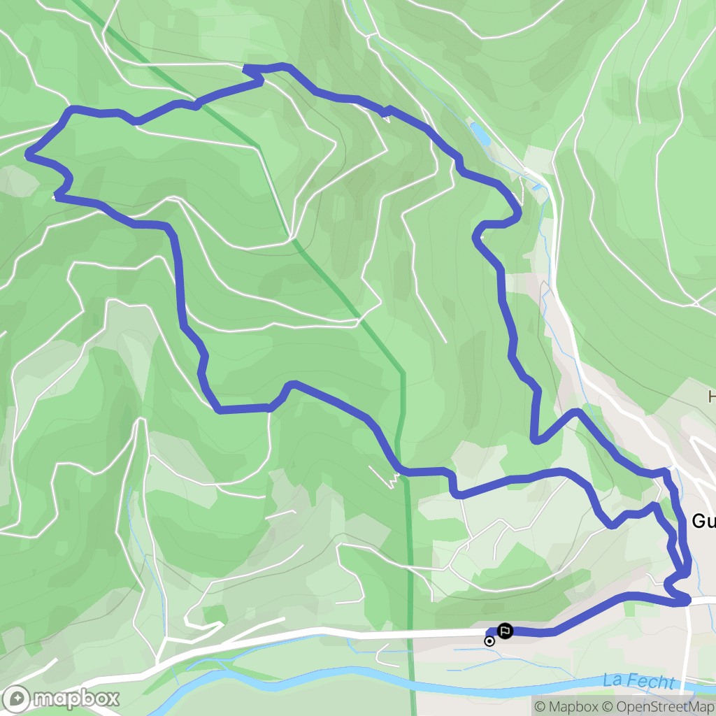 Gunsbach : carte du parcours de randonnée - France