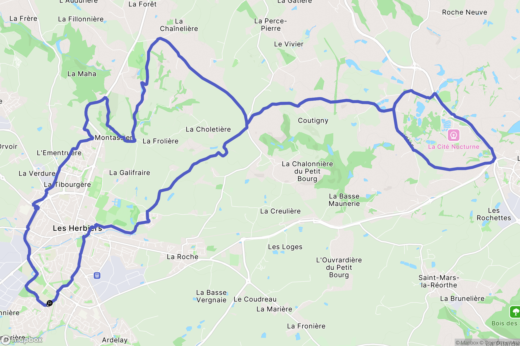 Les Herbiers : carte du parcours de randonnée - France