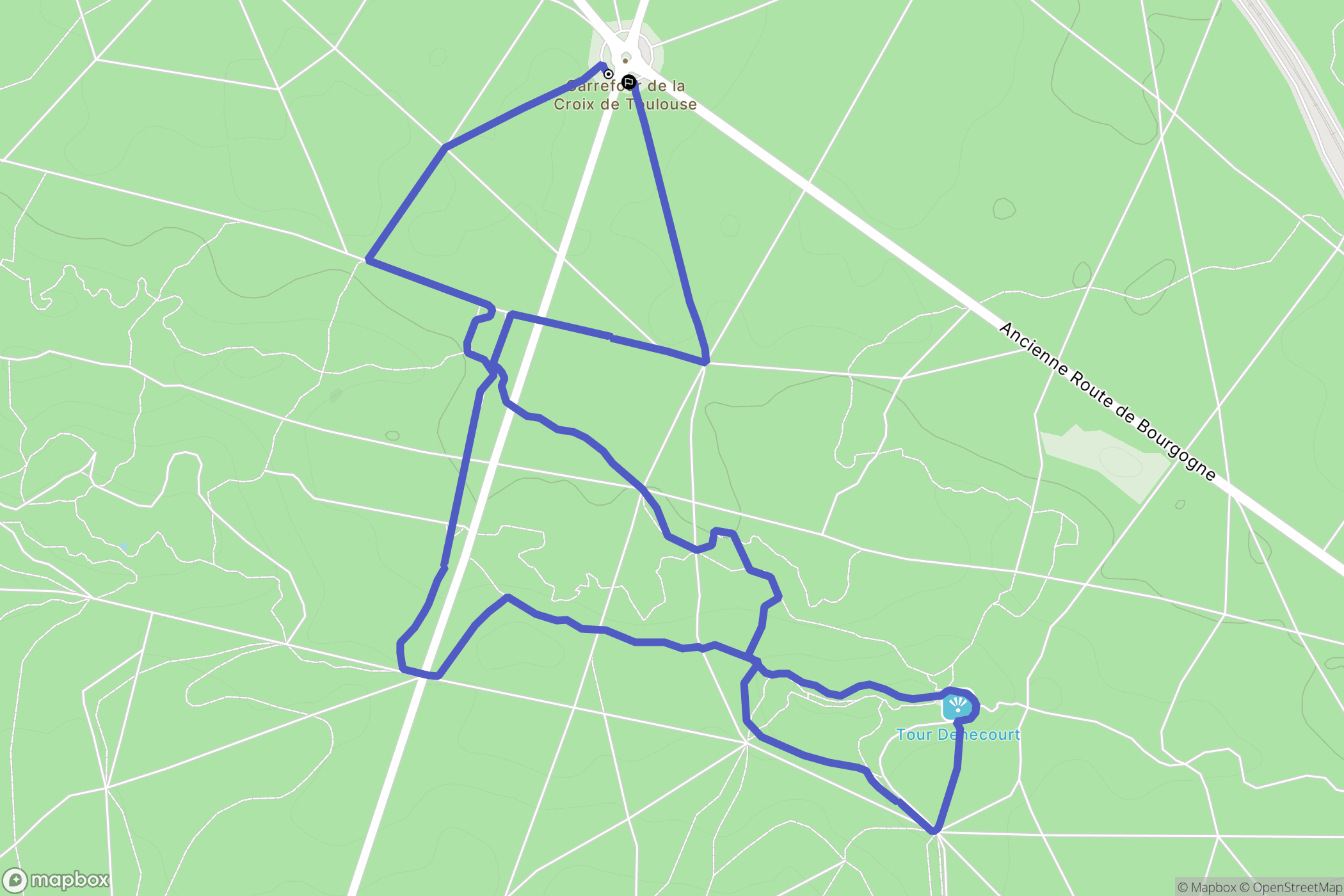 Fontainebleau : carte du parcours de randonnée - France