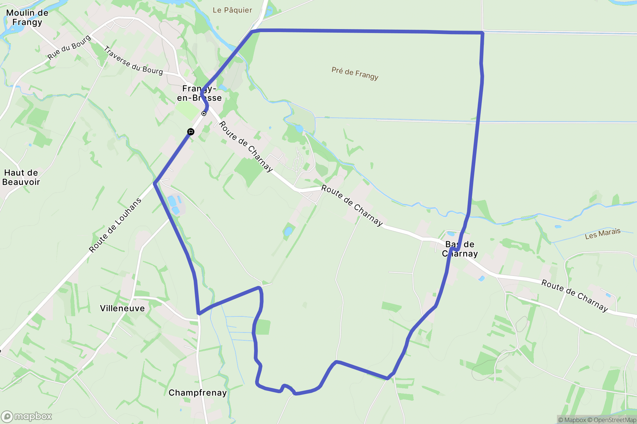 Frangy-en-Bresse : carte du parcours de randonnée - France