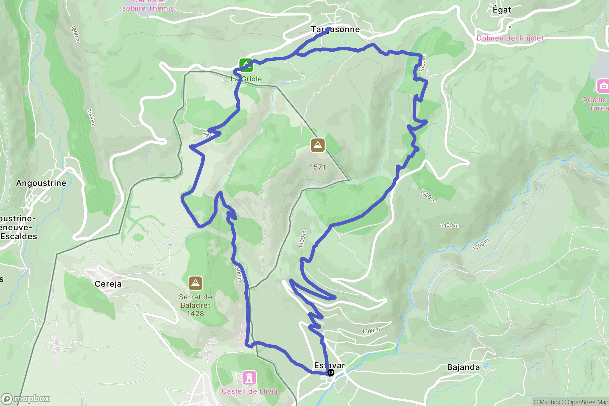Estavar : carte du parcours de randonnée - France