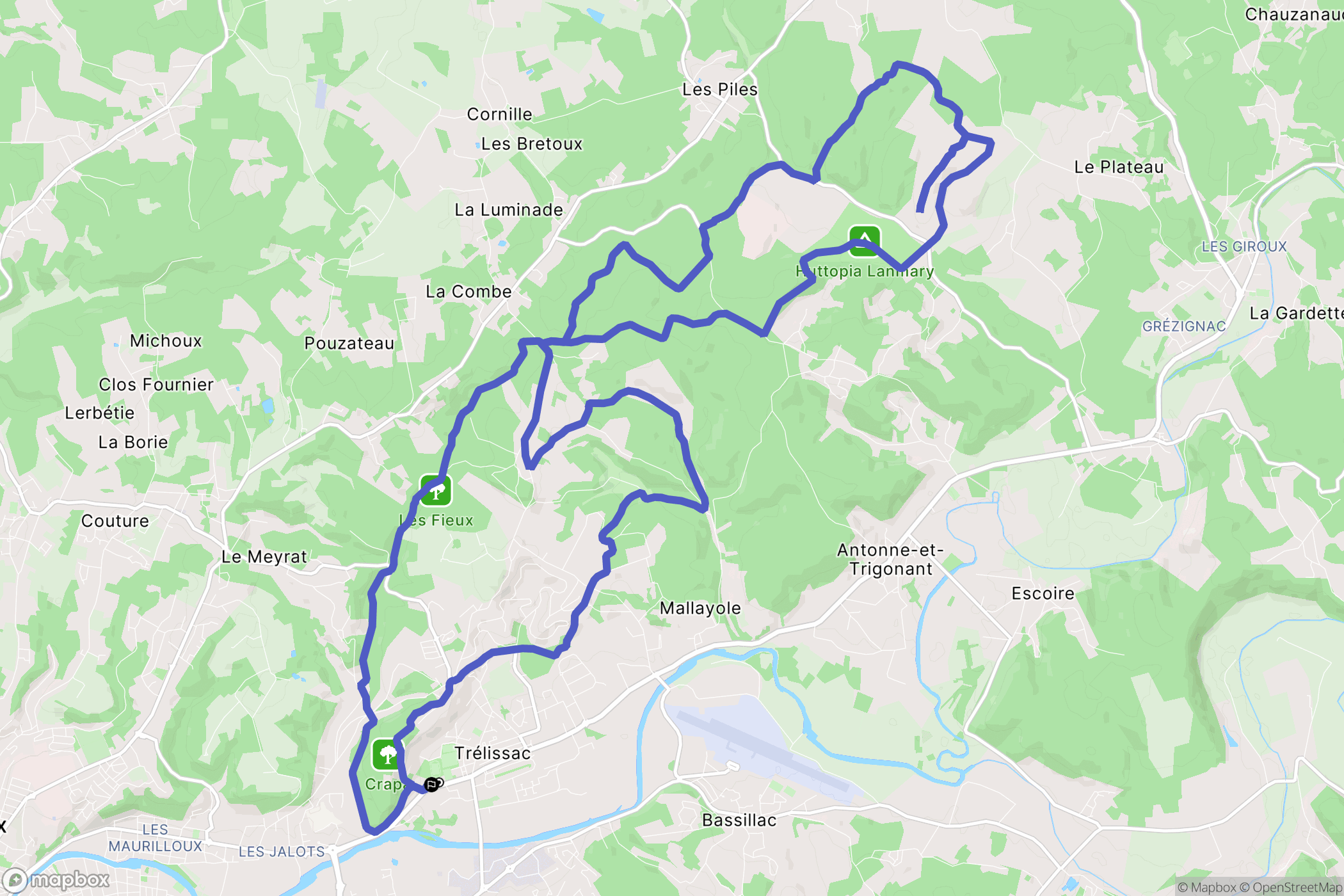 Trélissac : carte du parcours de randonnée - France