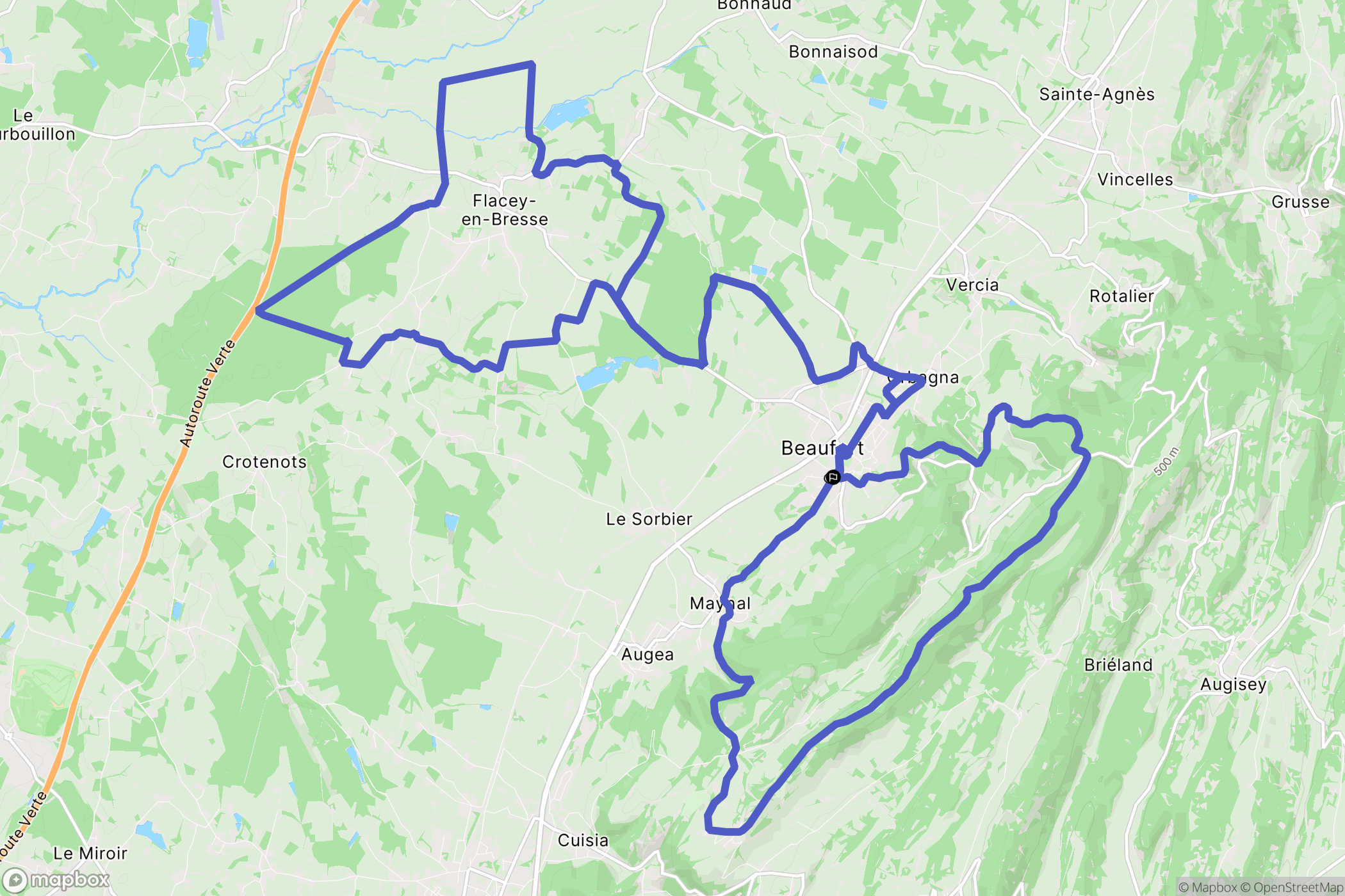 Beaufort-Orbagna : carte du parcours de randonnée - France