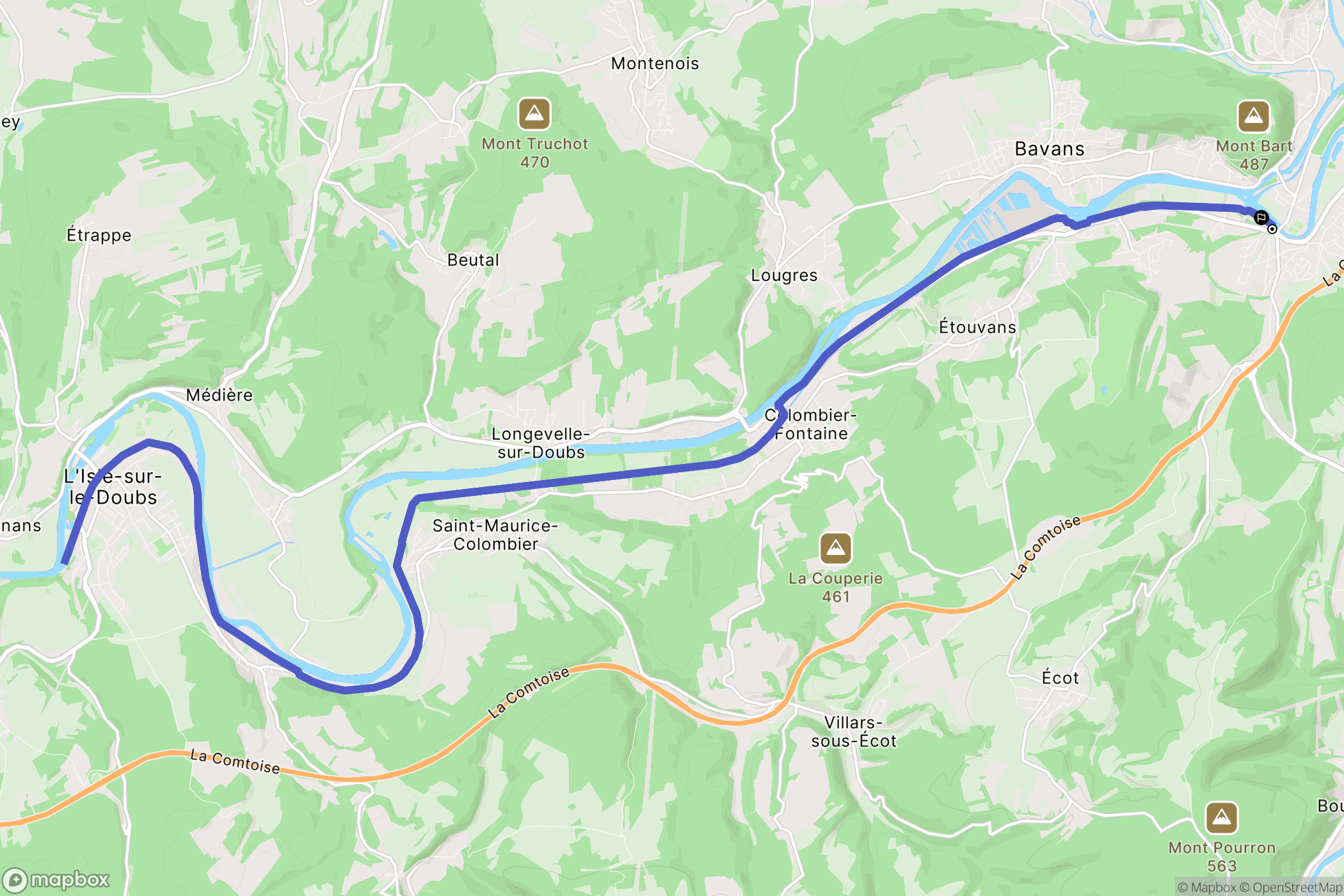Voujeaucourt : carte du parcours de randonnée - France