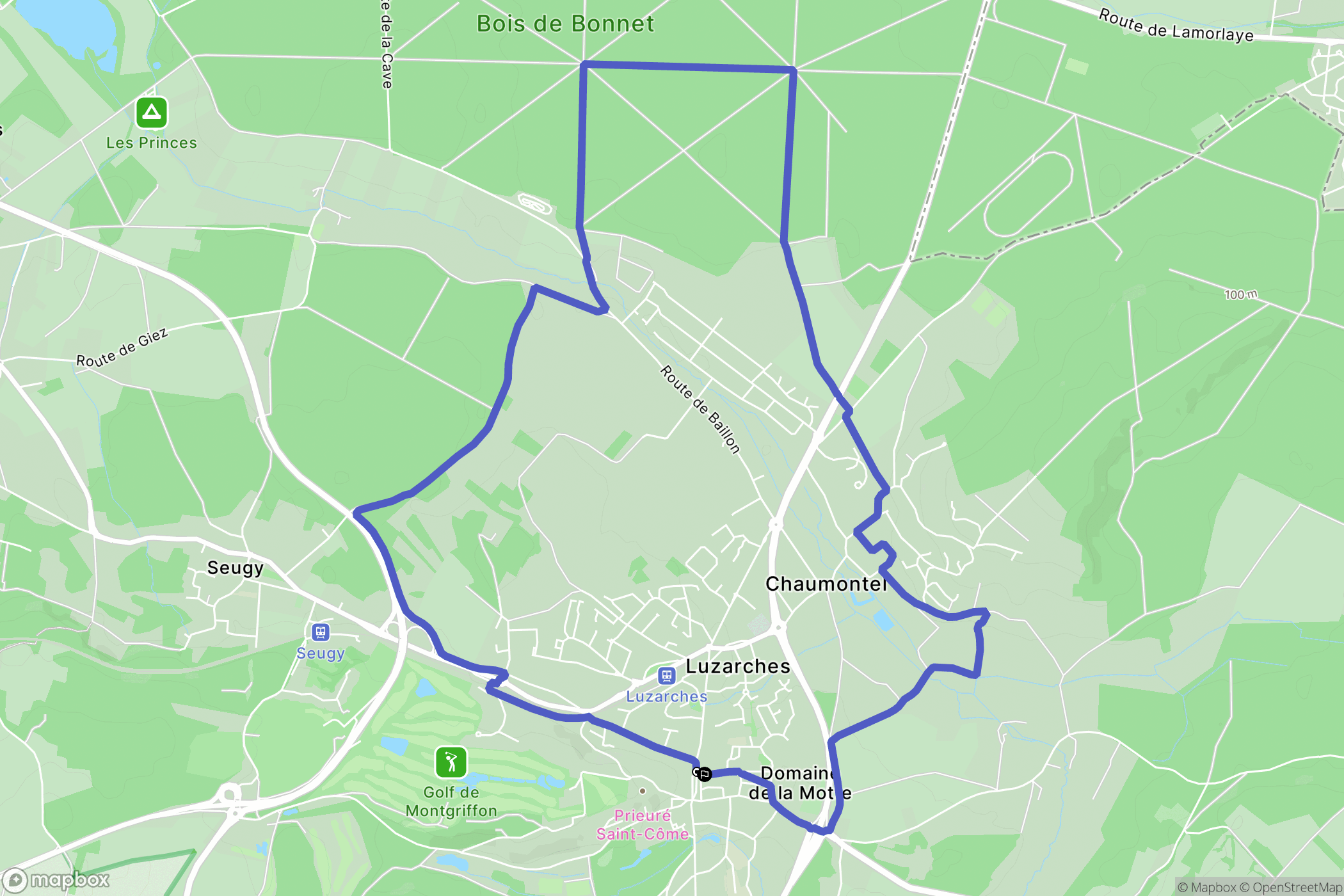 Luzarches : carte du parcours de randonnée - France