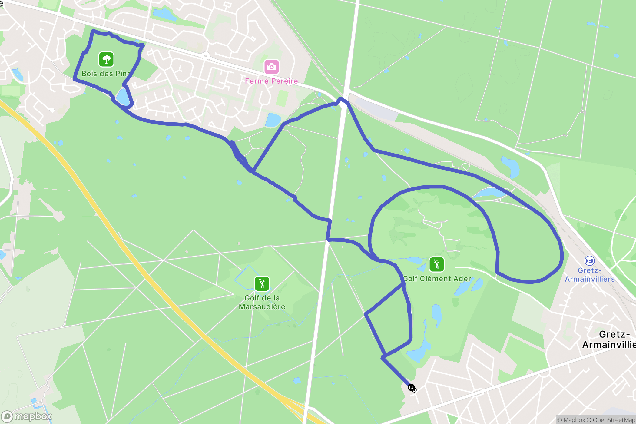 Gretz-Armainvilliers : carte du parcours de randonnée - France