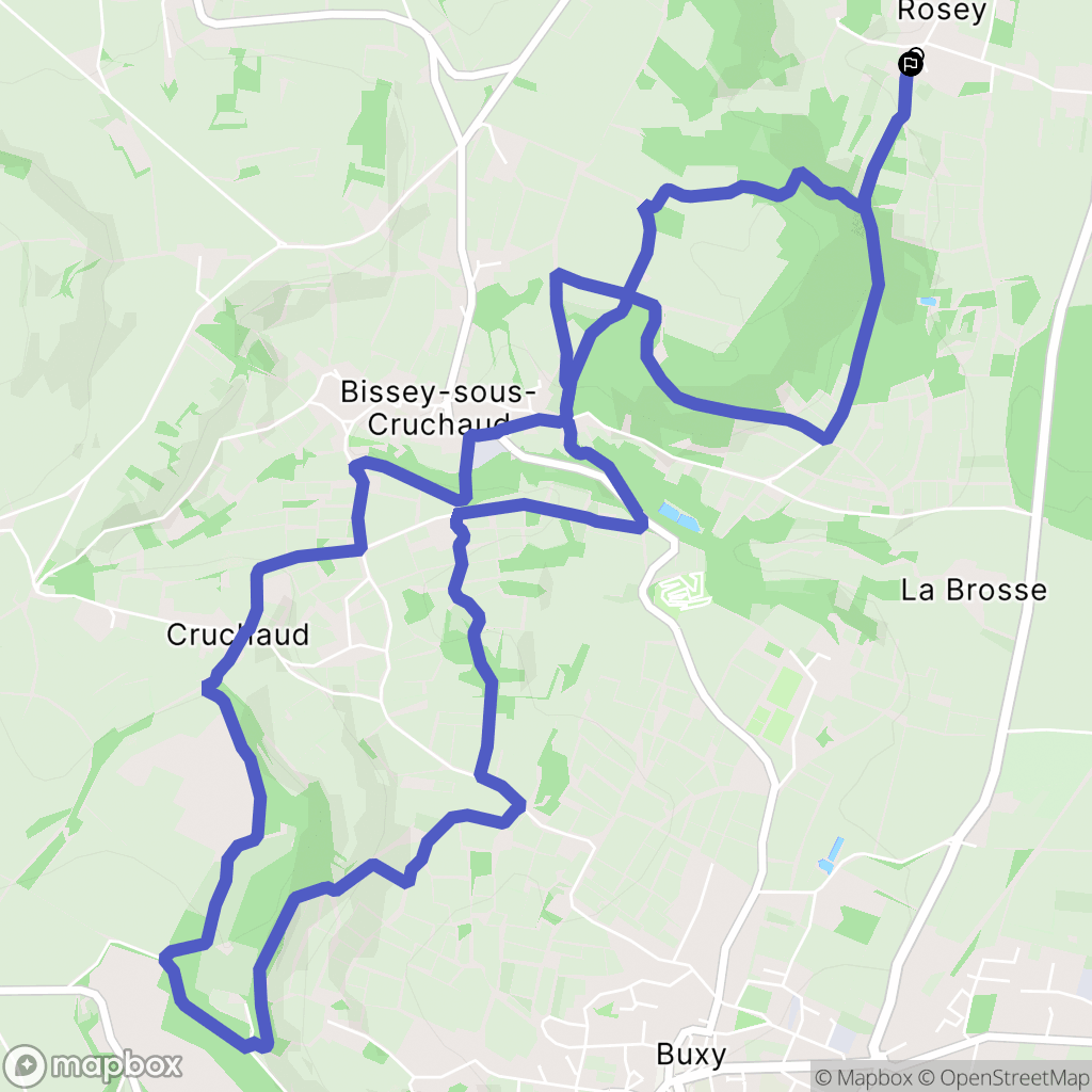 Rosey : carte du parcours de randonnée - France