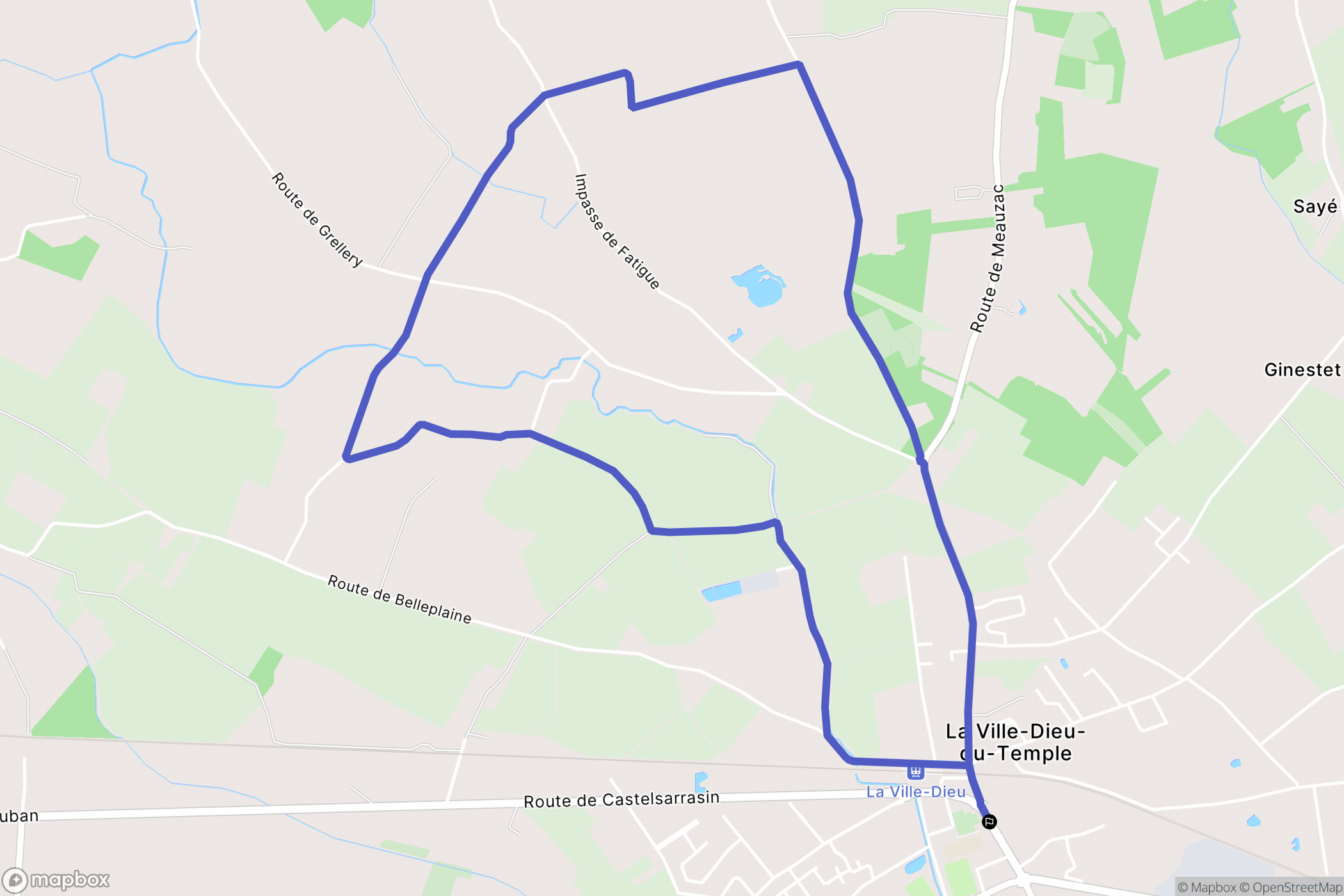 La Ville-Dieu-du-Temple : carte du parcours de randonnée - France