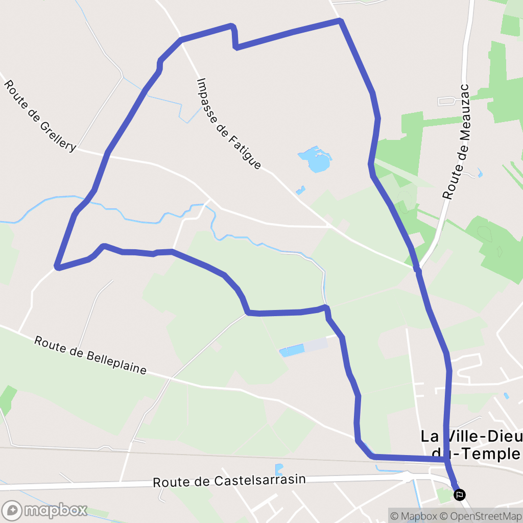 La Ville-Dieu-du-Temple : carte du parcours de randonnée - France