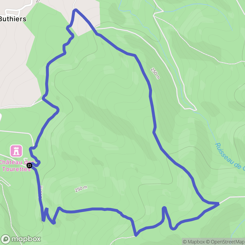 Les Tourrettes : carte du parcours de randonnée - France