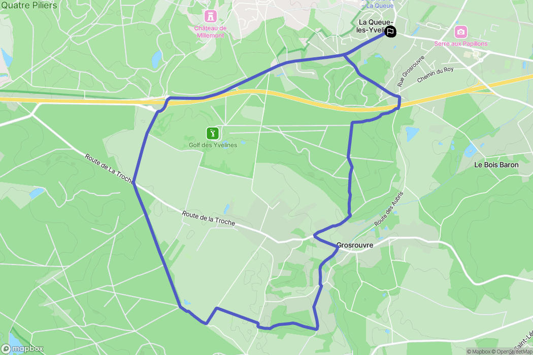 La Queue-les-Yvelines : carte du parcours de randonnée - France