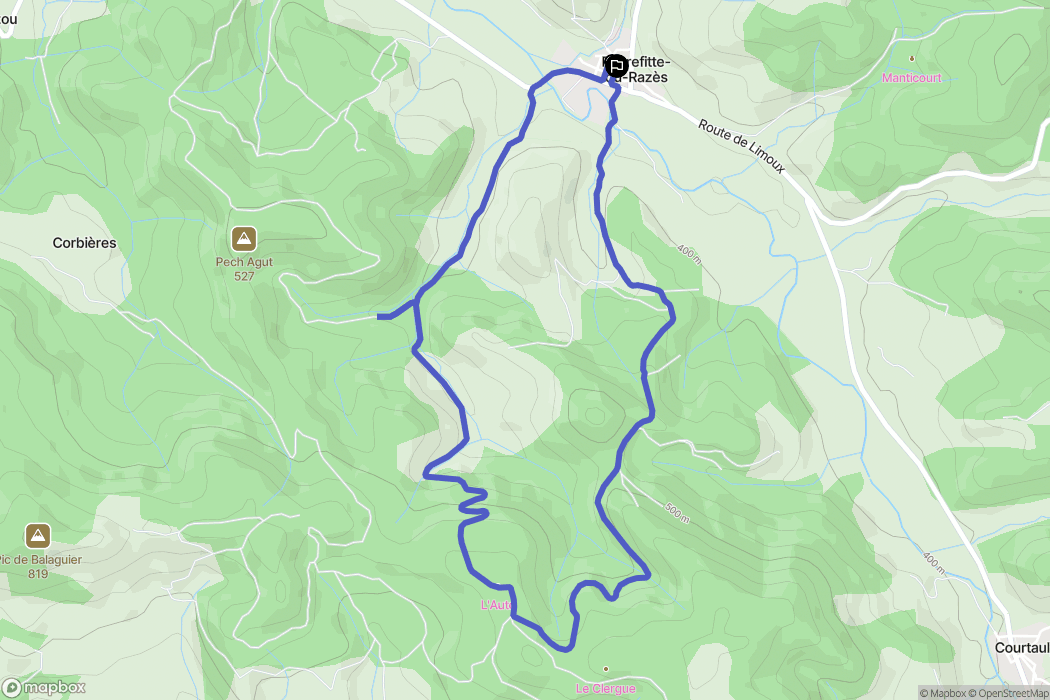 Peyrefitte-du-Razès : carte du parcours de randonnée - France