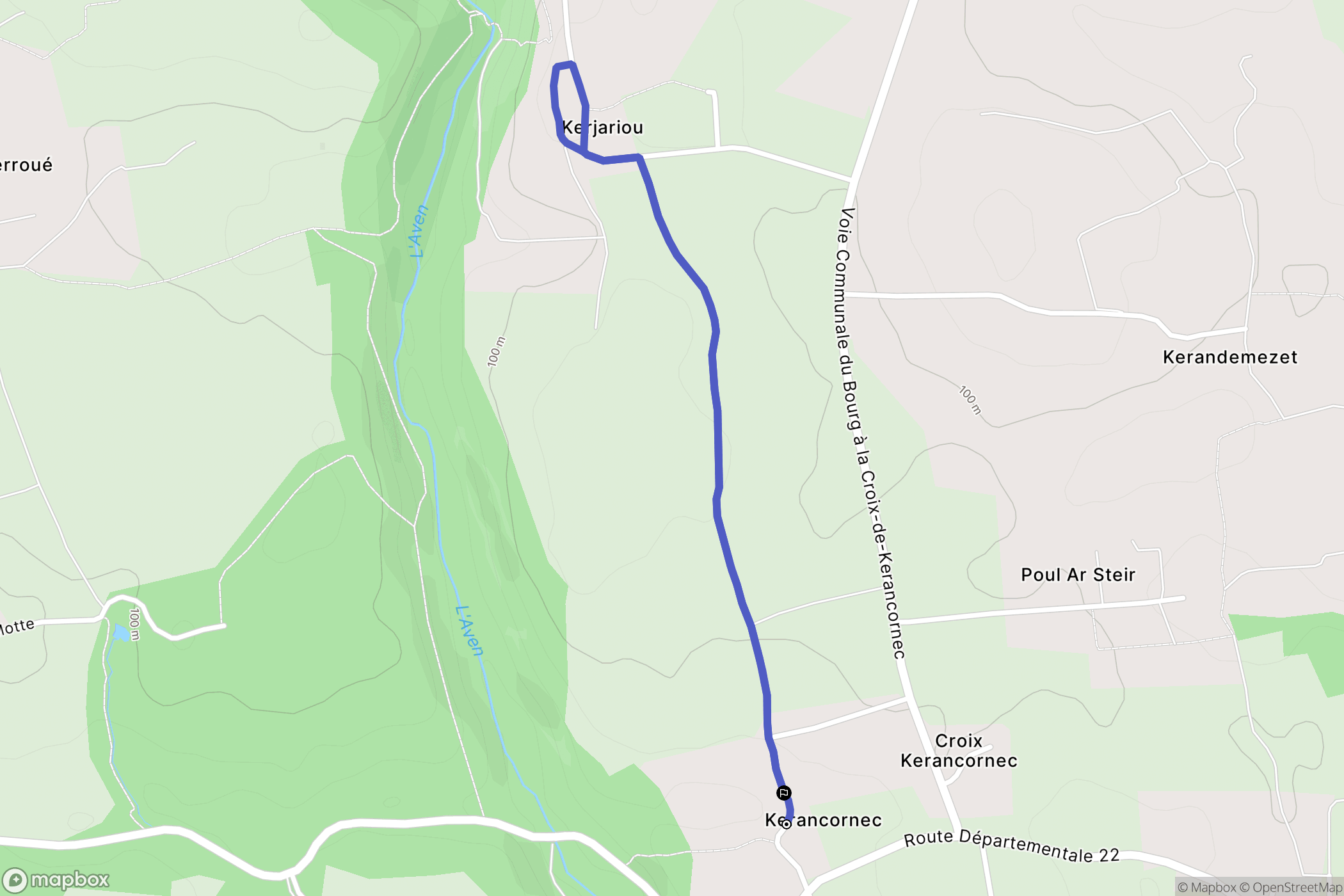 Rosporden : carte du parcours de randonnée - France