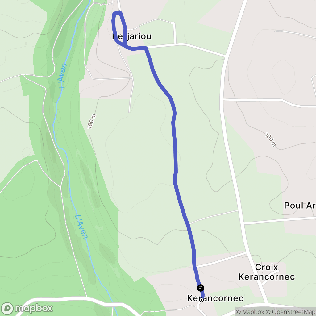 Rosporden : carte du parcours de randonnée - France