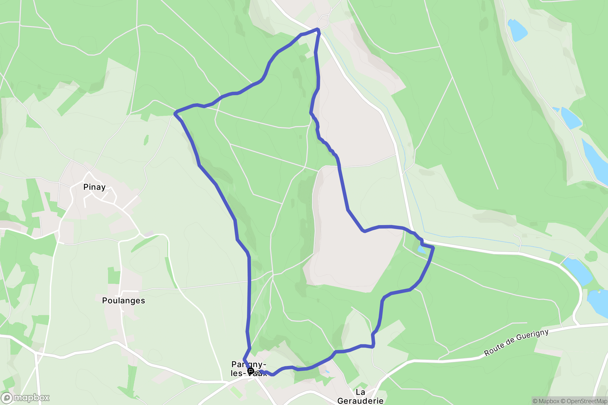 Parigny-les-Vaux : carte du parcours de randonnée - France