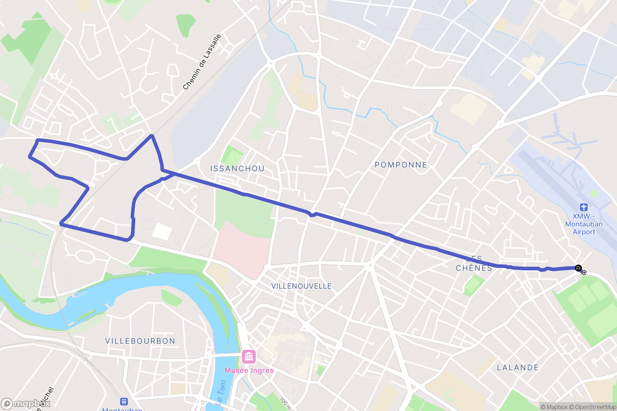 Montauban : carte du parcours de randonnée - France