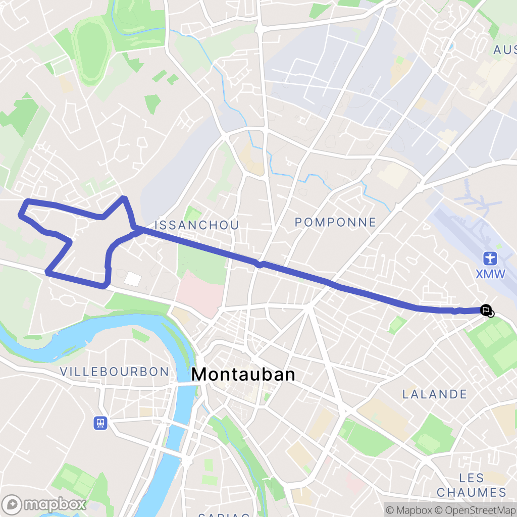 Montauban : carte du parcours de randonnée - France