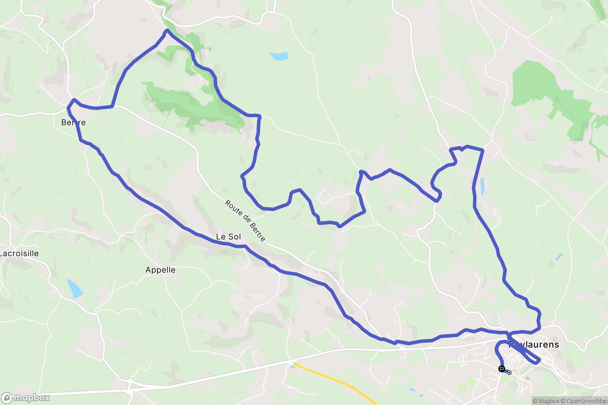 Puylaurens : carte du parcours de randonnée - France