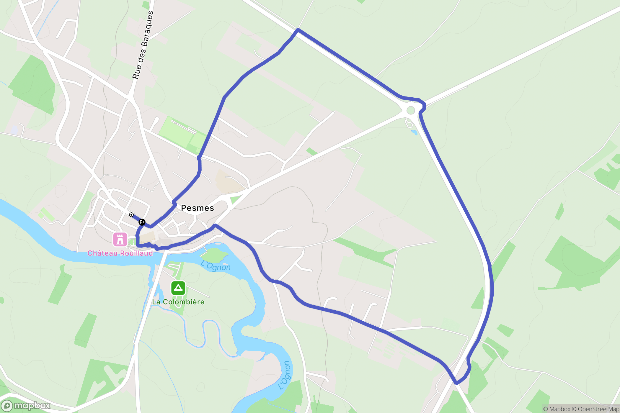 Pesmes : carte du parcours de randonnée - France