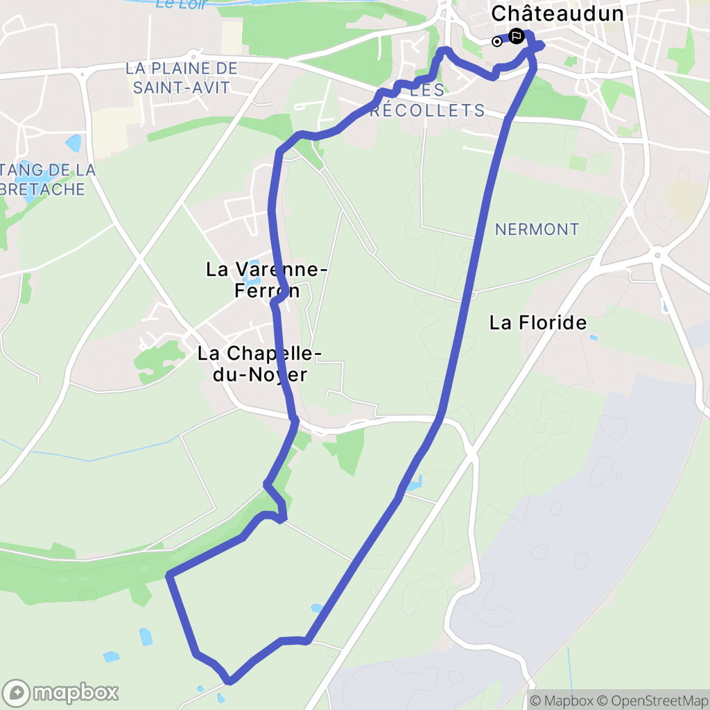 Châteaudun : carte du parcours de randonnée - France