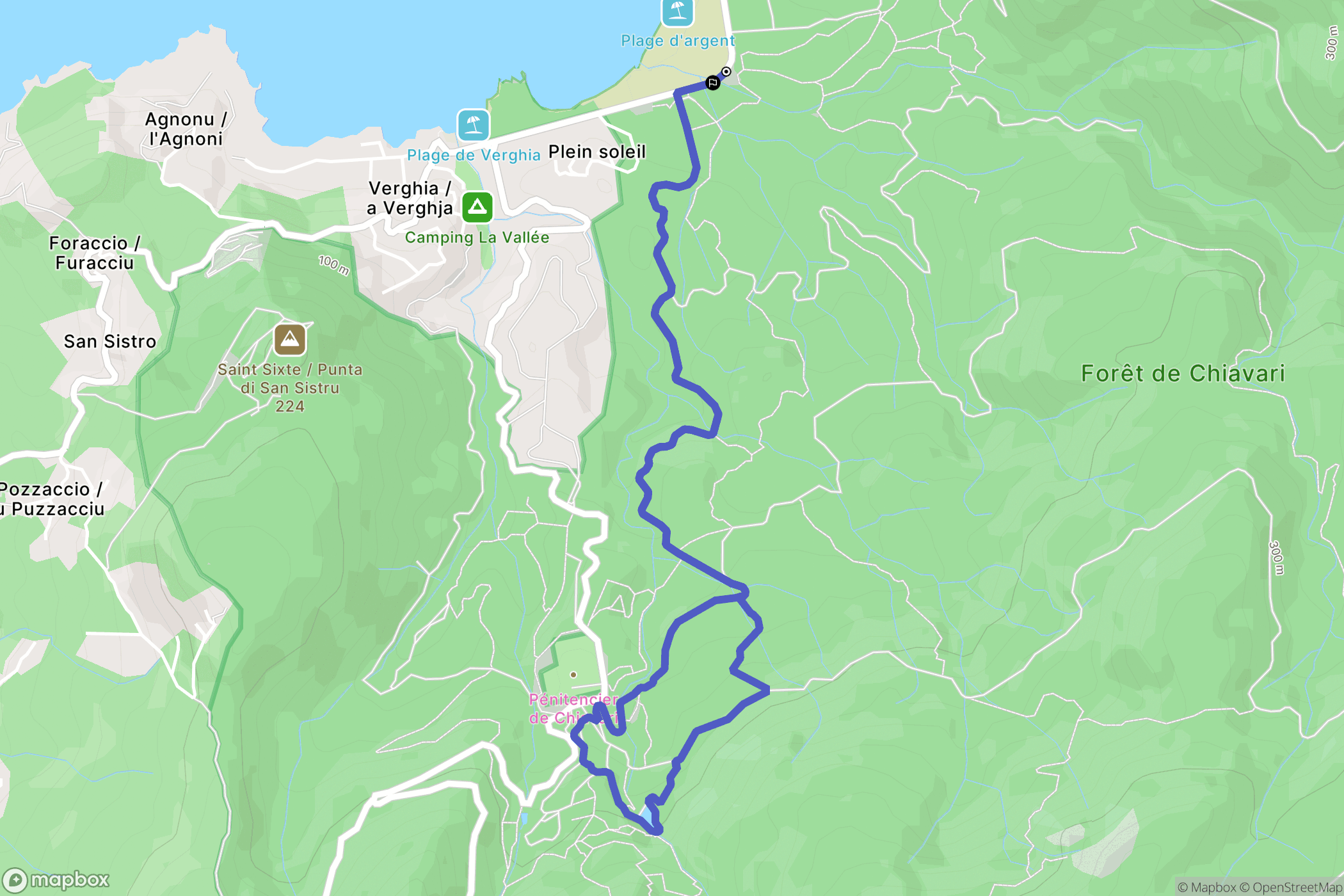 Pietrosella : carte du parcours de randonnée - France