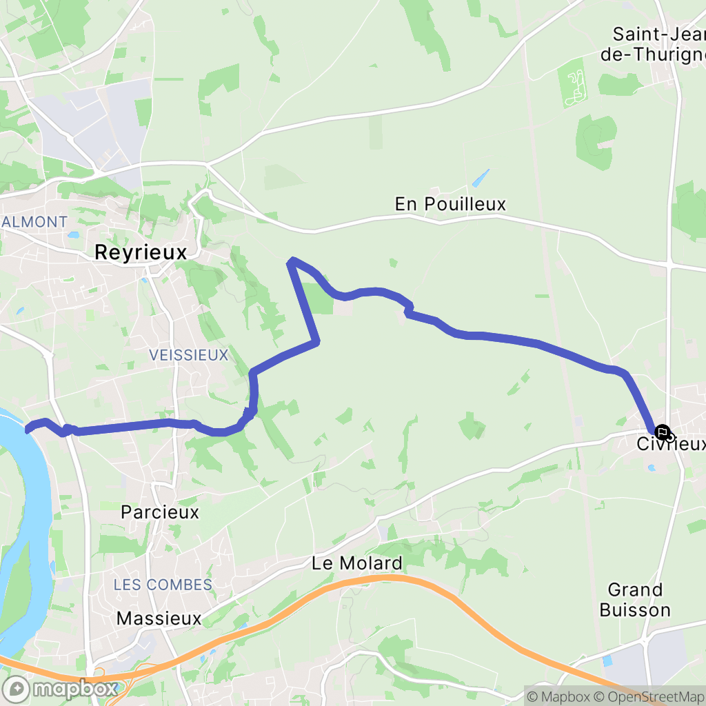 Civrieux : carte du parcours de randonnée - France