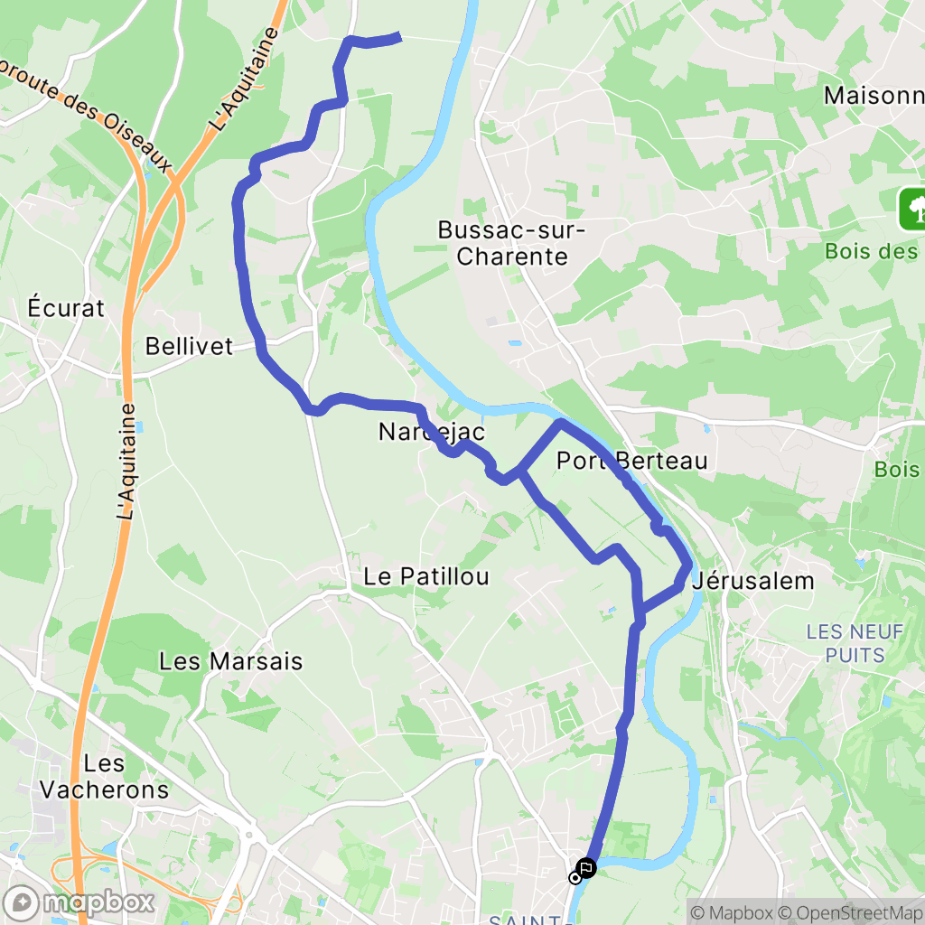 Saintes : carte du parcours de randonnée - France