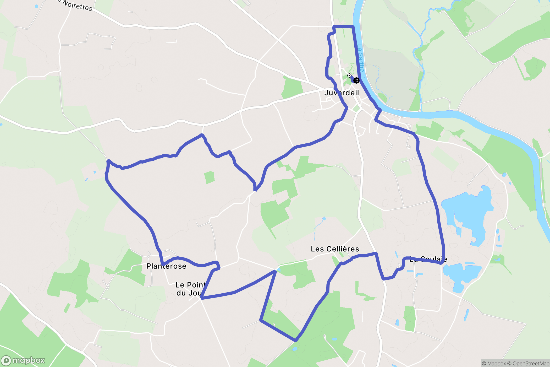 Juvardeil : carte du parcours de randonnée - France