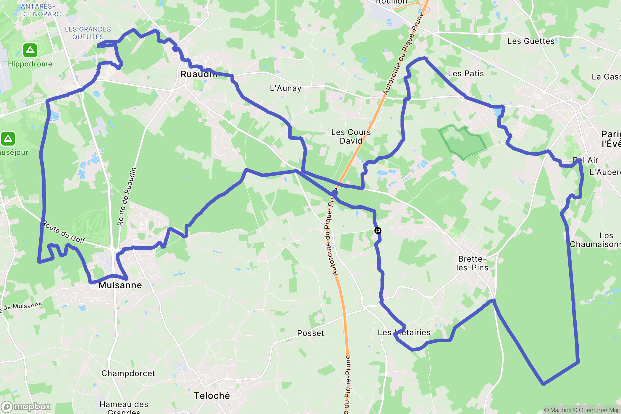Brette-les-Pins : carte du parcours de randonnée - France