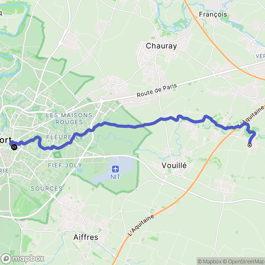 Vouillé : carte du parcours de randonnée - France