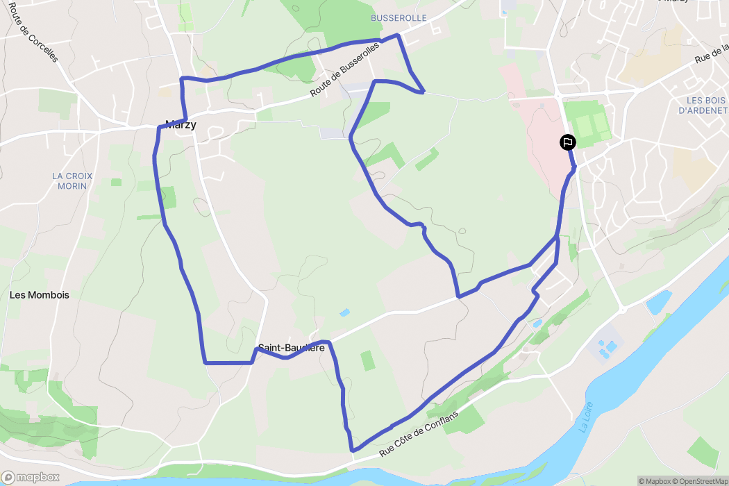 Nevers : carte du parcours de randonnée - France
