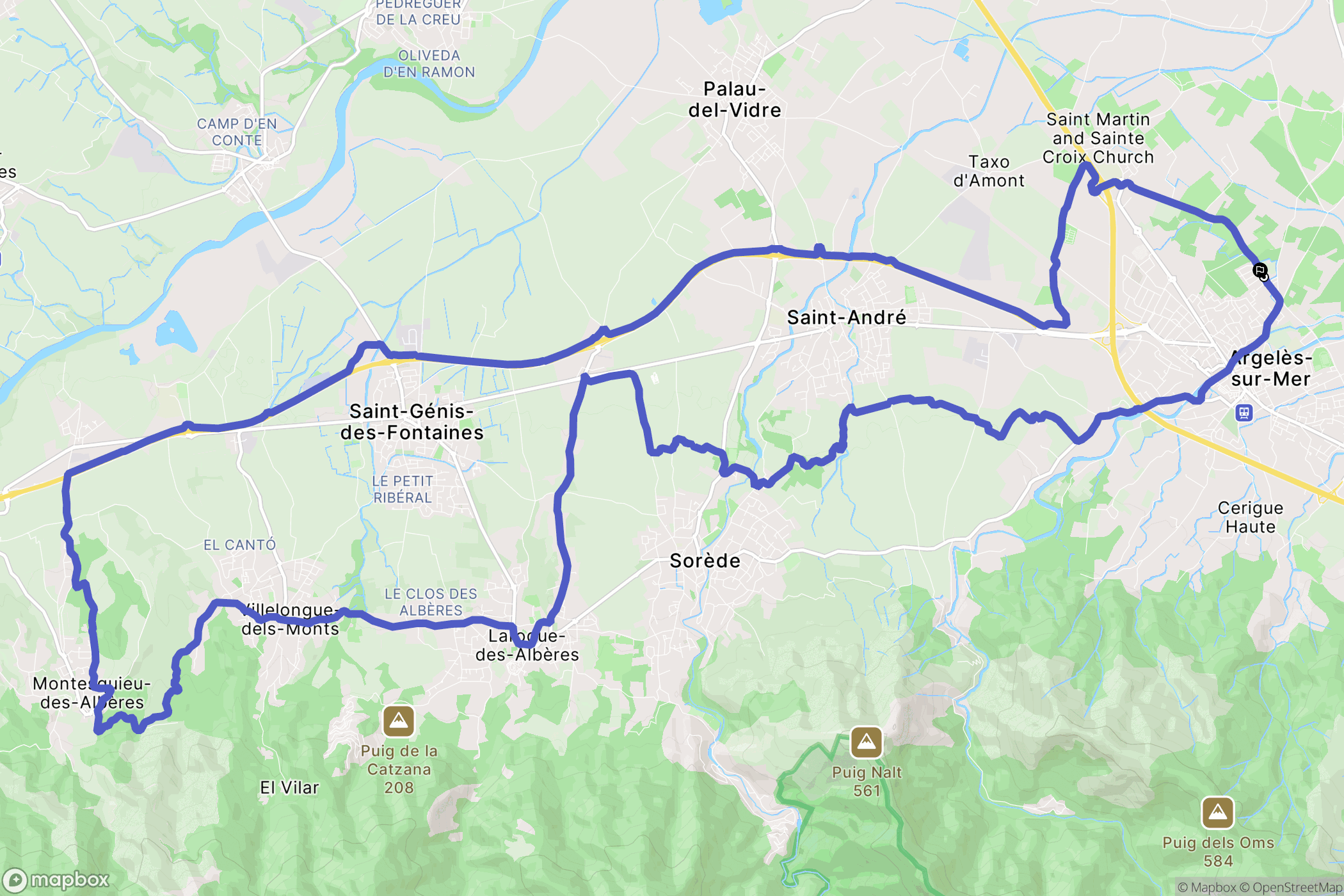 Argelès-sur-Mer : carte du parcours de randonnée - France