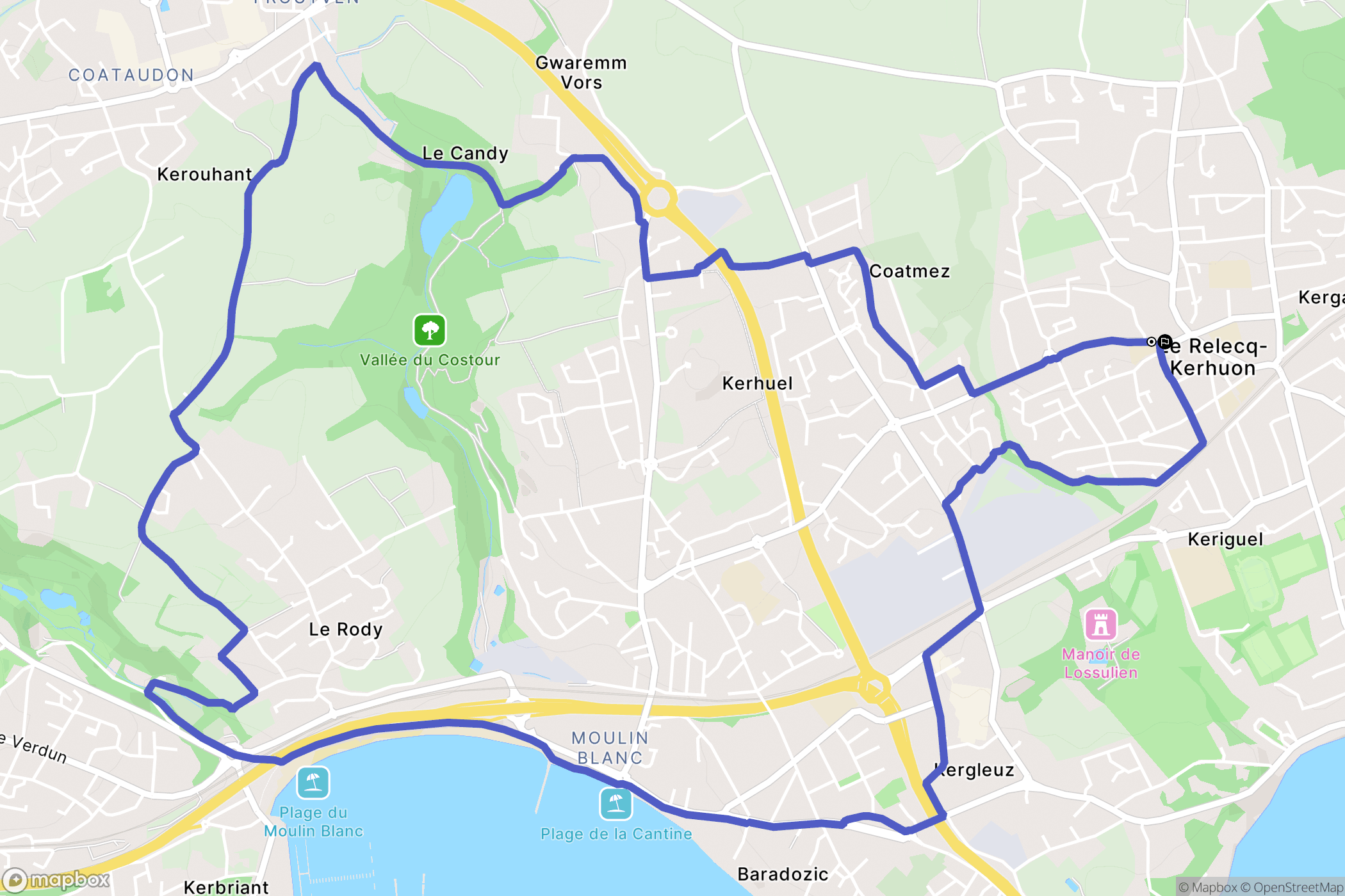 Le Relecq-Kerhuon : carte du parcours de randonnée - France