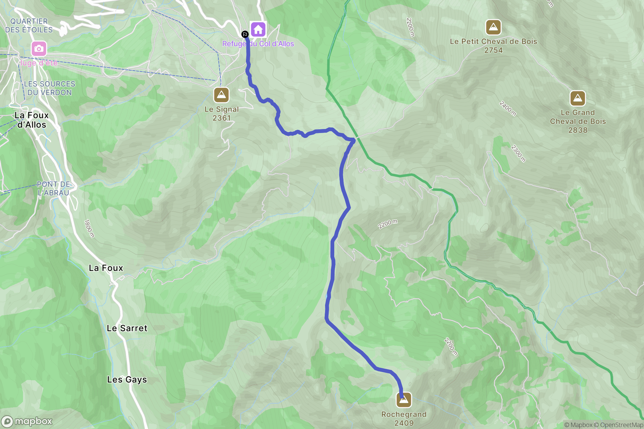Uvernet-Fours : carte du parcours de randonnée - France