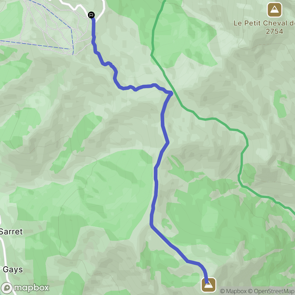 Uvernet-Fours : carte du parcours de randonnée - France