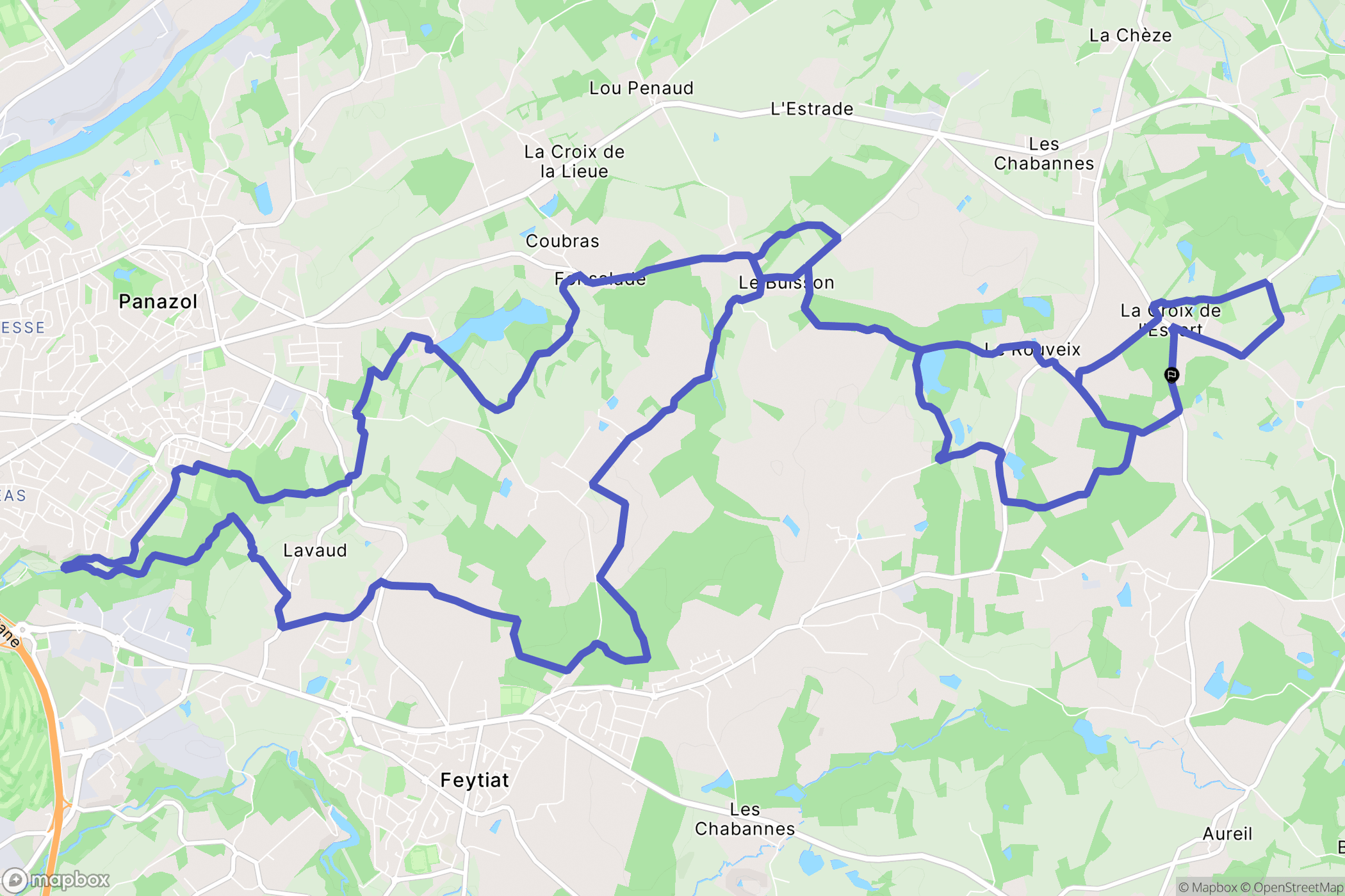 Saint-Just-le-Martel : carte du parcours de randonnée - France