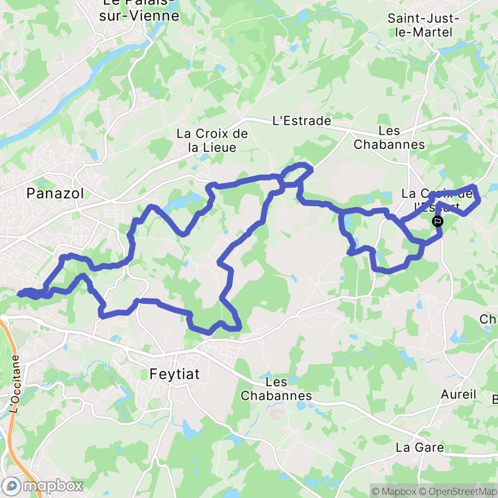 Saint-Just-le-Martel : carte du parcours de randonnée - France