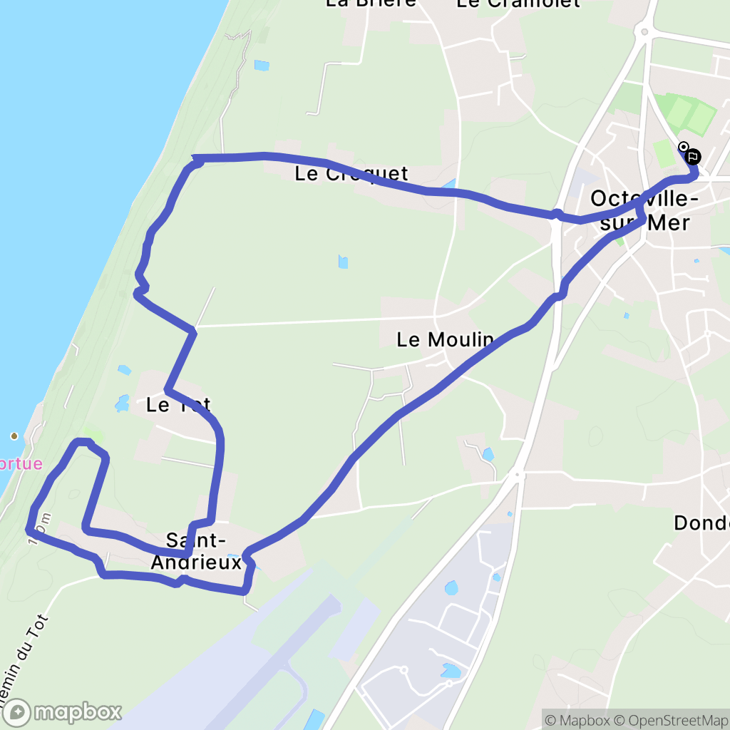 Octeville-sur-Mer : carte du parcours de randonnée - France