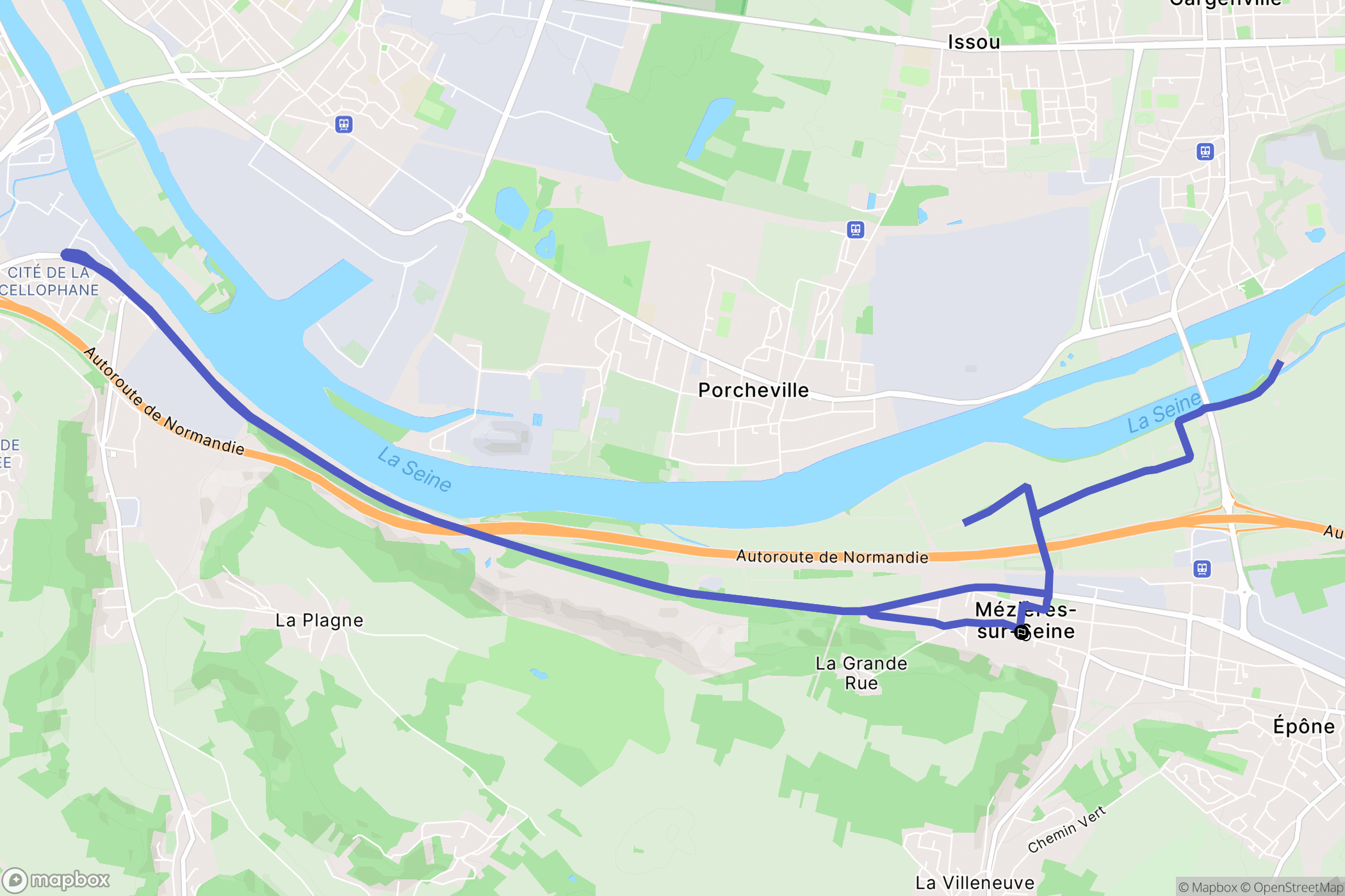 Mézières-sur-Seine : carte du parcours de randonnée - France