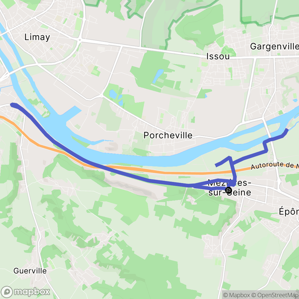 Mézières-sur-Seine : carte du parcours de randonnée - France