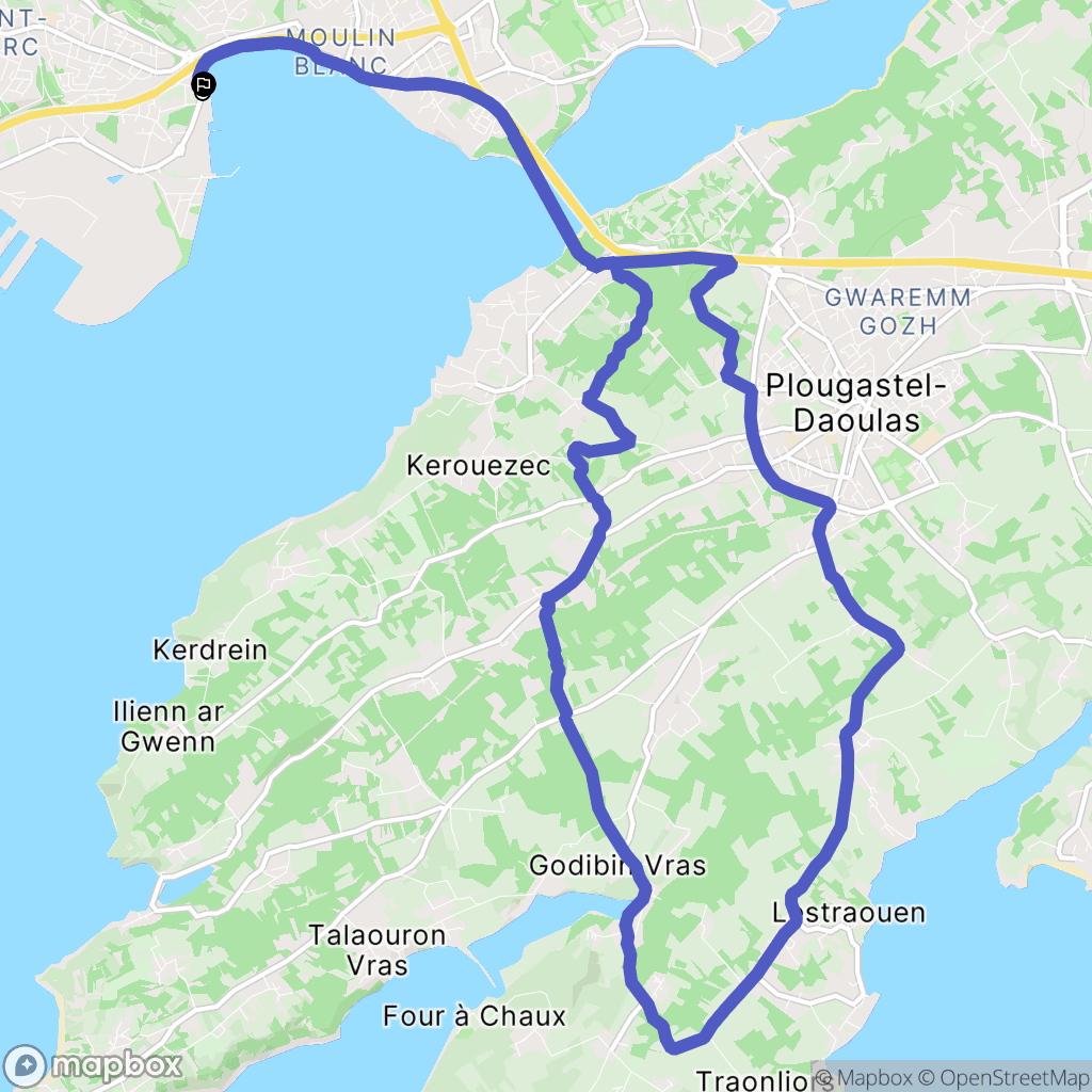 Brest : carte du parcours de randonnée - France