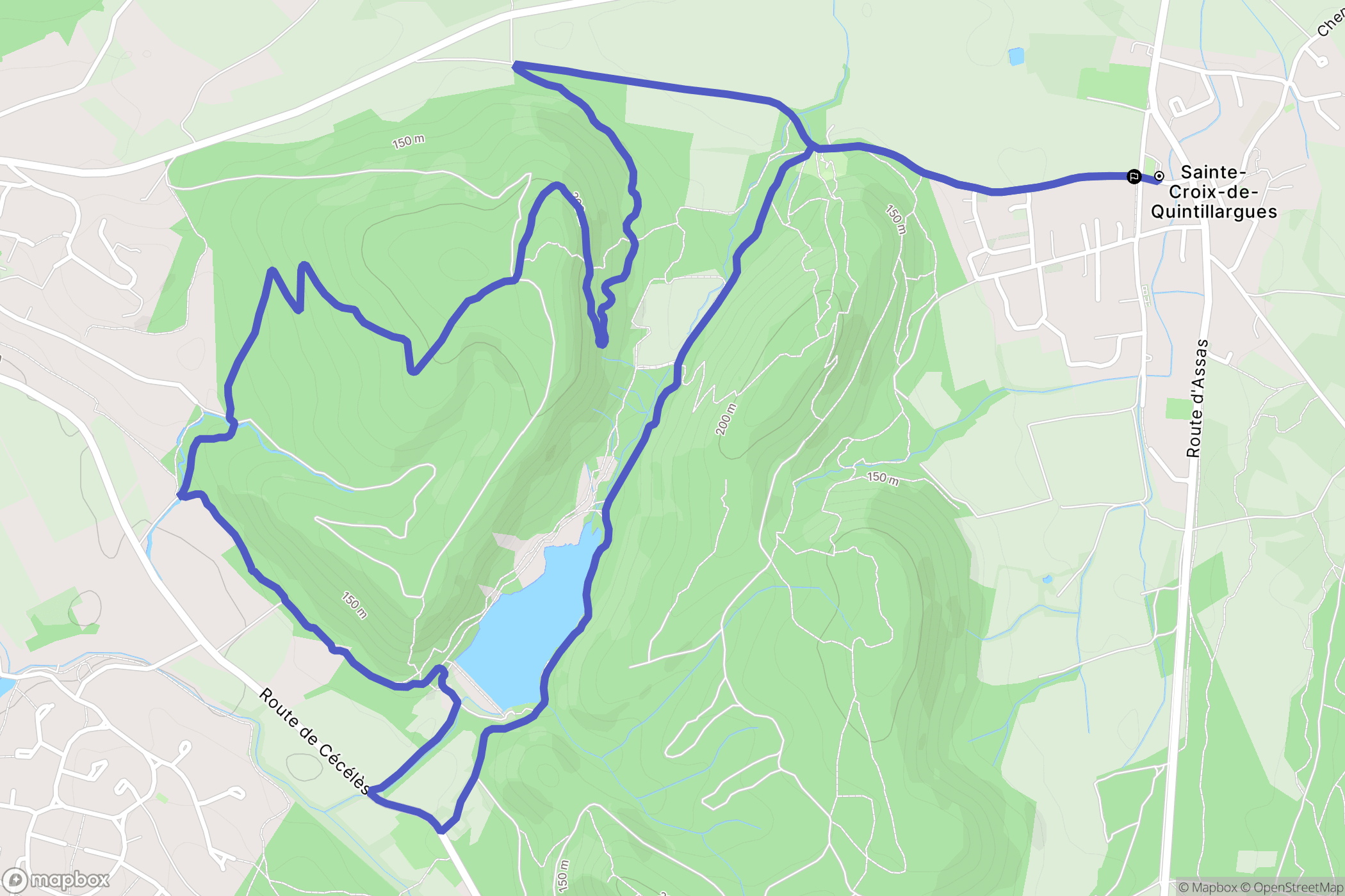 Sainte-Croix-de-Quintillargues : carte du parcours de randonnée - France
