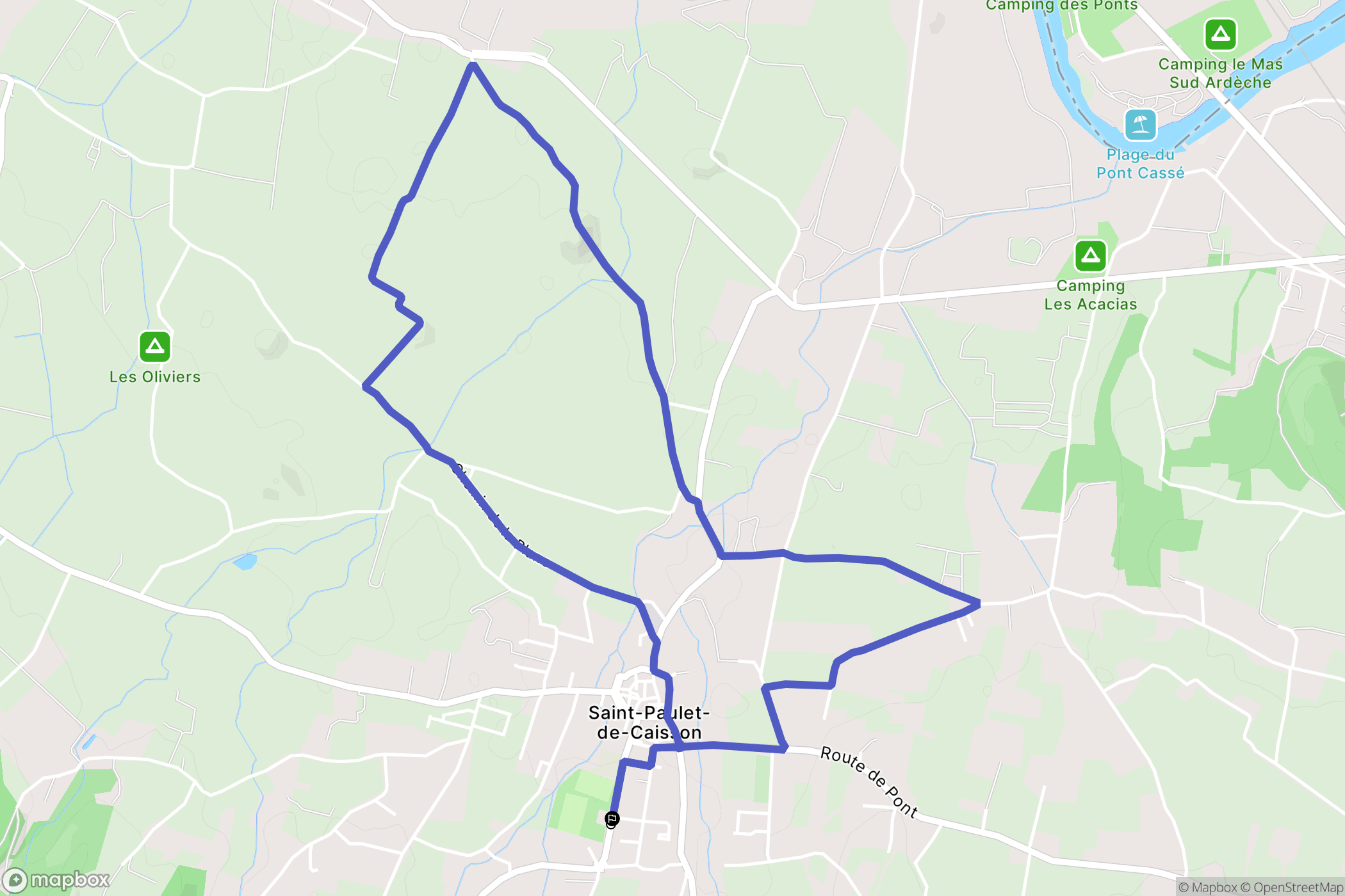 Saint-Paulet-de-Caisson : carte du parcours de randonnée - France