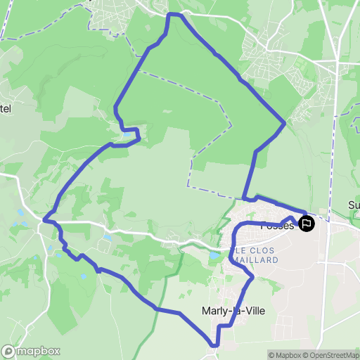 Fosses : carte du parcours de randonnée - France