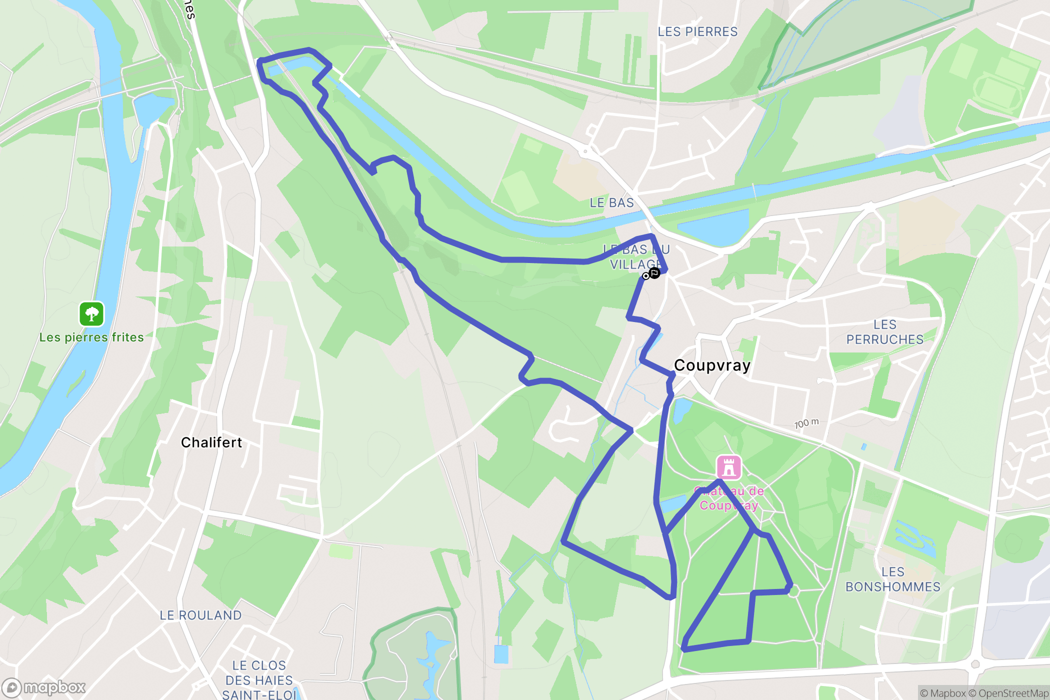 Coupvray : carte du parcours de randonnée - France