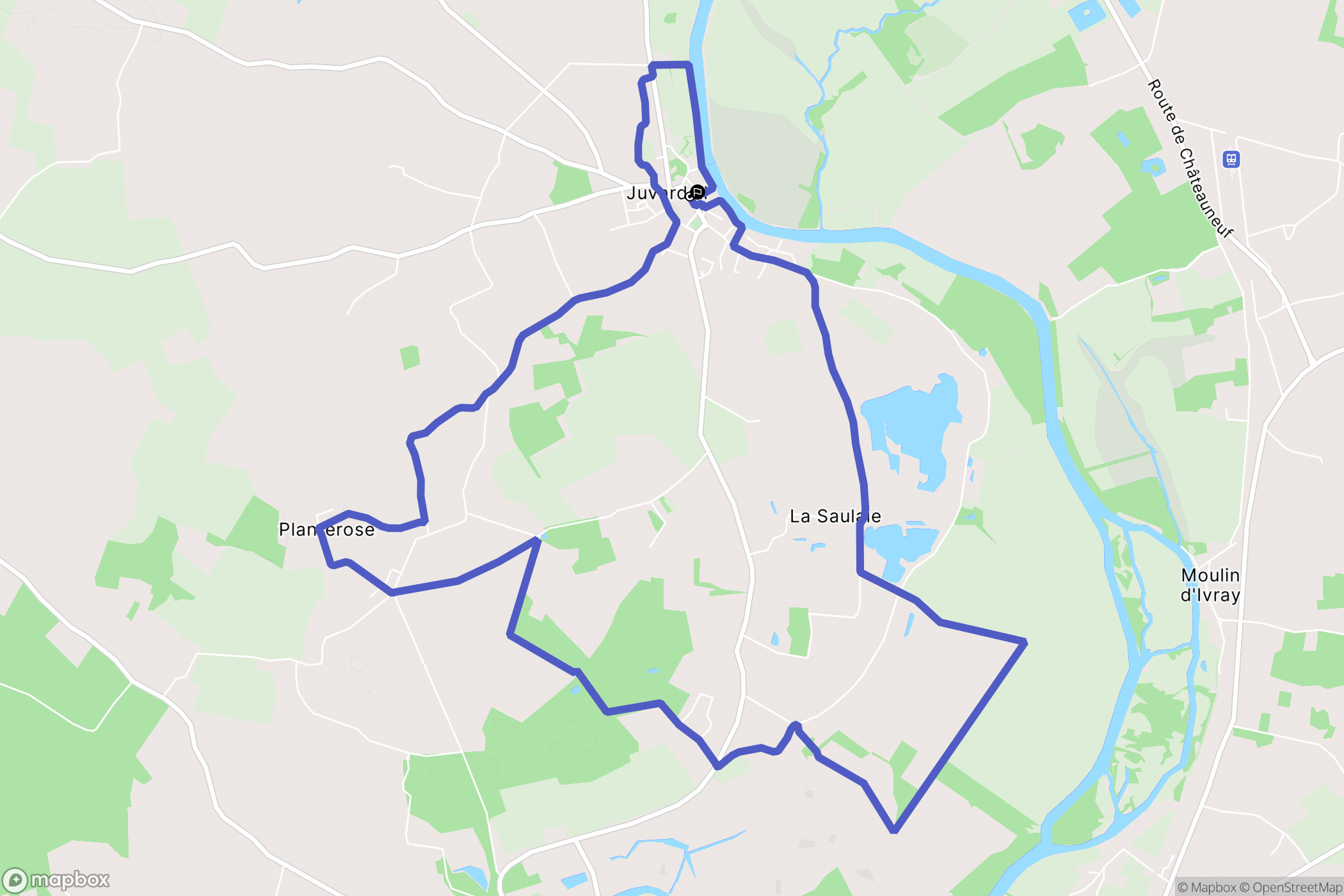Juvardeil : carte du parcours de randonnée - France